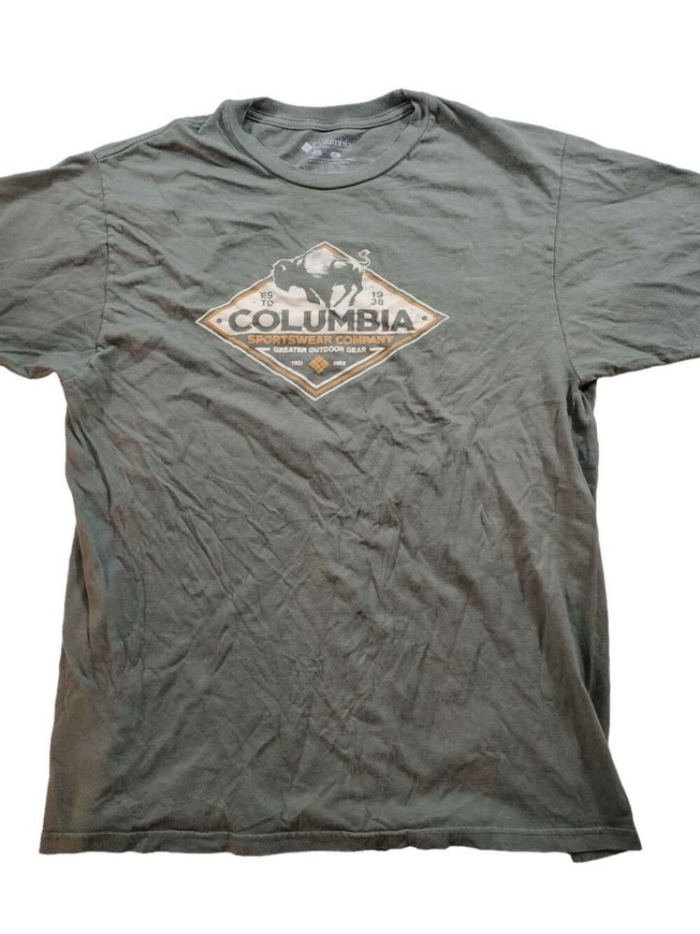 Columbia Sportswear Bison 🦬 Graphic T-Shirt Green Size Large Dark green color